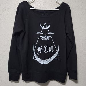 Blackcraft Cult Moth Moon Boat Neck Sweatshirt Goth Witchy Top